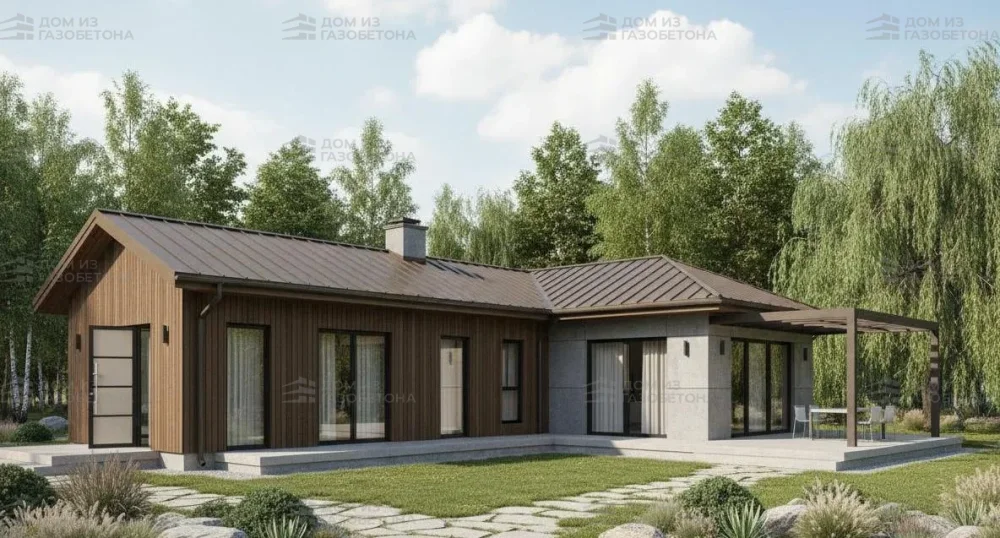 Проект Одноэтажный дом 13 на 18, 155 м2